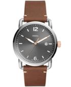 Fossil Men's Commuter Brown Leather Strap Watch 42mm