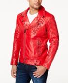 Reason Men's Red Studded Faux-leather Moto Jacket