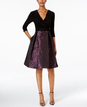 Alex Evenings Faux-wrap Brocade Party Dress