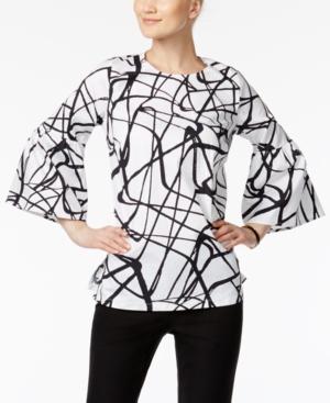 Alfani Printed Poet-sleeve Top, Only At Macy's