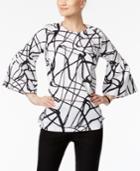 Alfani Printed Poet-sleeve Top, Only At Macy's