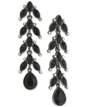2028 Black-tone Stone Linear Drop Earrings