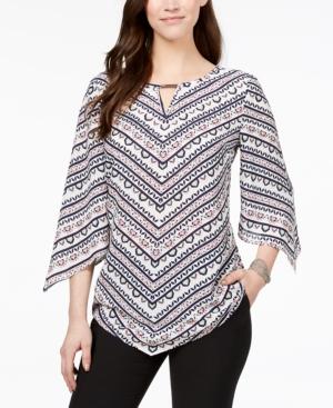Jm Collection Keyhole Pointed-hem Tunic, Created For Macy's