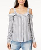 Minkpink Striped Cold-shoulder Shirt