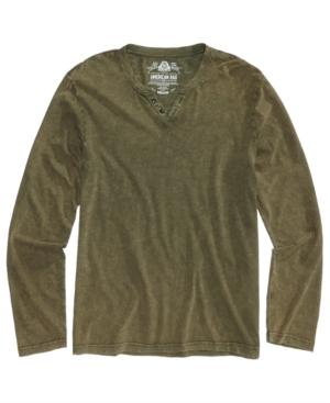 American Rag Men's Acid Wash Split-neck Shirt, Created For Macy's