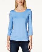 Charter Club Solid Three-quarter-sleeve Top, Only At Macy's