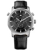 Tommy Hilfiger Watch, Men's Black Leather Strap 44mm 1790875