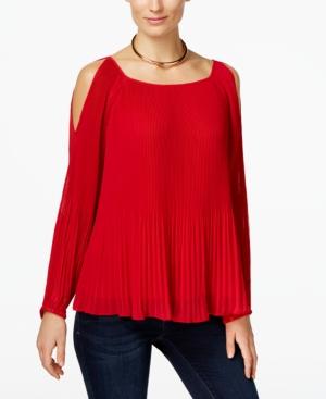 Inc International Concepts Pleated Cold-shoulder Top, Only At Macy's