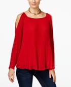 Inc International Concepts Pleated Cold-shoulder Top, Only At Macy's