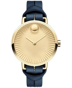 Movado Women's Swiss Edge Blue Leather Strap Watch 34mm 3680036