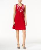 Style & Co. Embroidered Lace-up Dress, Only At Macy's
