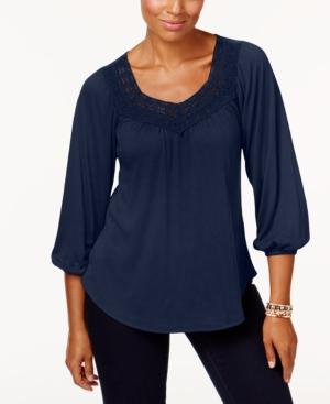 Style & Co Lace-trim Top, Created For Macy's