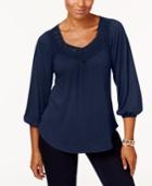 Style & Co Lace-trim Top, Created For Macy's