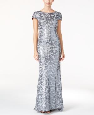 Calvin Klein Draped-back Sequined Gown