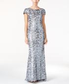 Calvin Klein Draped-back Sequined Gown