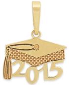 2015 Graduation Cap Charm Pendant In 14k Gold And 14k White Gold