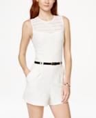 Marilyn Monroe Juniors' Crochet-trim Belted Romper