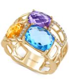 Mosaic By Effy Multi-stone (6-7/8 Ct. T.w) And Diamond (1/10 Ct. T.w.) Mosaic Ring In 14k Gold