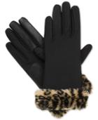 Isotoner Signature Boxed Fur Cuff Spandex Smartouch Tech Gloves