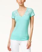 Thalia Sodi Mesh Short-sleeve Sweetheart Tee, Only At Macy's
