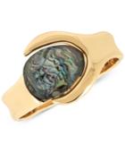 Robert Lee Morris Soho Gold-tone Abalone Stone Bangle Bracelet