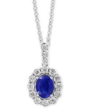 Effy Sapphire (1-9/10 Ct. T.w.) & Diamond (1/4 Ct. T.w.) 18 Pendant Necklace In 14k White Gold