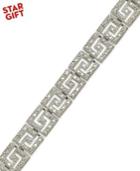 Sterling Silver-plated Diamond Accent Greek Key Bracelet