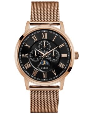 Guess Men's Rose Gold-tone Mesh Bracelet Watch 44mm U0871g5