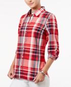 Tommy Hilfiger Iris Plaid Roll-tab Shirt, Only At Macy's