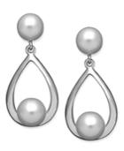 Sterling Silver Earrings, Cultured Freshwater Pearl Teardrop Earrings