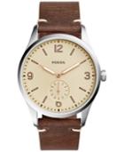 Fossil Men's Vintage 54 Brown Leather Strap Watch 42mm Fs5244