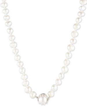 Carolee Silver-tone Crystal & Freshwater Pearl (8mm) 18 Collar Necklace