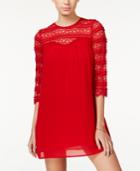 Speechless Juniors' Three-quarter-sleeve Lace Shift Dress
