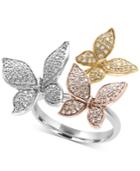 Trio By Effy Diamond Pave Butterfly Ring (5/8 Ct. T.w.) In 14k Yellow, White And Rose Gold