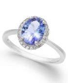 Tanzanite (1-3/8 Ct. T.w.) And Diamond (1/8 Ct. T.w.) Oval Ring In 14k White Gold