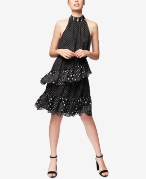 Betsey Johnson Polka Dot Ruffled Halter Dress