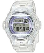 Baby-g Women's Digital Clear Resin Strap Watch 45x42mm Bg169r-7e