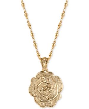 2028 Gold-tone Rosette Pendant Necklace