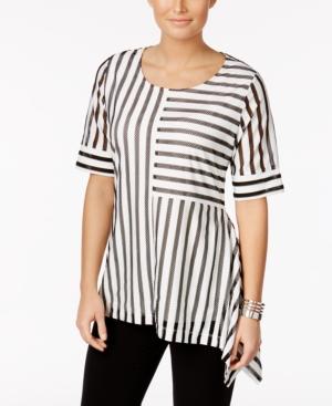 Alfani Prima Paneled Illusion-stripe Top, Created For Macy's