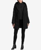 Dkny Asymmetrical Faux-leather-trim Puffer Coat, Created For Macy's