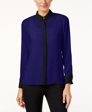 Cece Semi-sheer Colorblocked Blouse