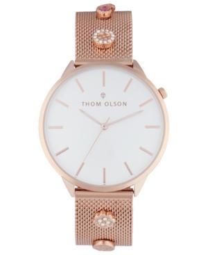 Thom Olson Women's Rose Gold-tone Mesh Bracelet Watch 40mm