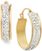 Crystal Hoop Earrings In 10k Gold, 15mm