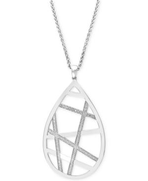Effy Diamond Crisscross Teardrop Pendant Necklace (1/4 Ct. T.w.) In Sterling Silver