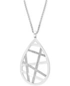 Effy Diamond Crisscross Teardrop Pendant Necklace (1/4 Ct. T.w.) In Sterling Silver