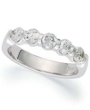 Diamond Ring, 18k White Gold Certified Diamond 5-stone Band (1-1/2 Ct. T.w.)
