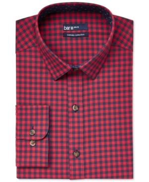 Bar Iii Carnaby Collection Slim-fit Red Navy Gingham Dress Shirt, Only At Macy's
