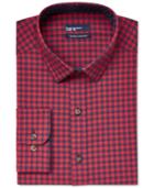 Bar Iii Carnaby Collection Slim-fit Red Navy Gingham Dress Shirt, Only At Macy's