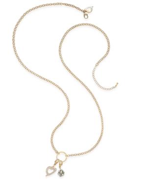 Thalia Sodi Gold-tone Long Length Crystal Charm Necklace, Only At Macy's