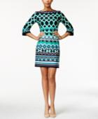 Sandra Darren Three-quarter-sleeve Geo-print Sheath Dress
